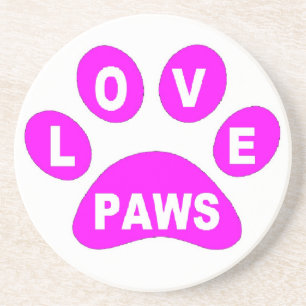 Untersetzer-Liebe Paws Pink Sandstein Untersetzer