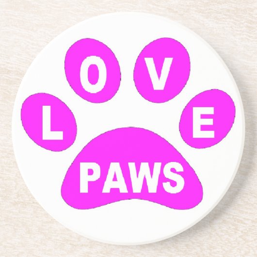 Untersetzer-Liebe Paws Pink Sandstein Untersetzer (Vorne)
