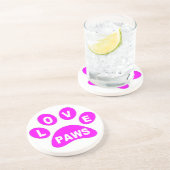 Untersetzer-Liebe Paws Pink Sandstein Untersetzer (Seite)