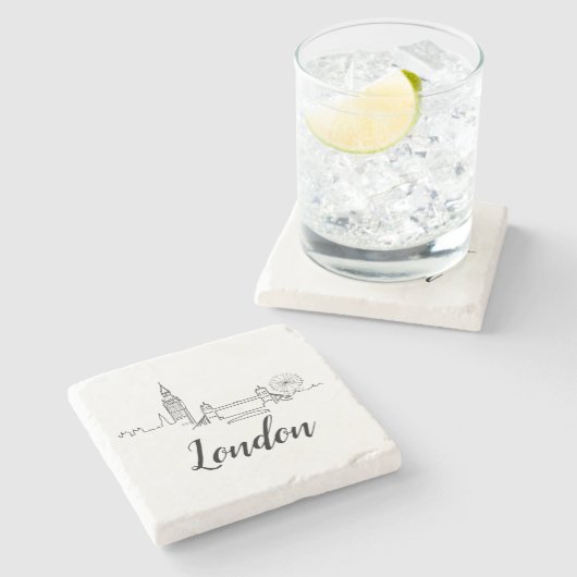 Untersetzer London British Illustration Stone (Seitenansicht)