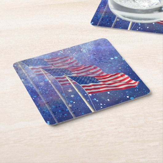 Untersetzer mit 3 Flaggen und Sternen (angewinkelt)