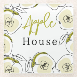 Untersetzer mit Apfel gezeichnet.