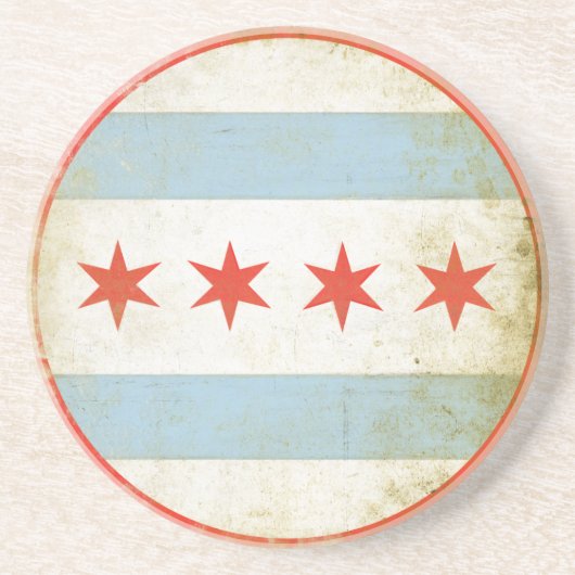 Untersetzer mit beunruhigter Flagge von Chicago (Vorne)