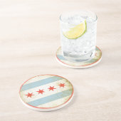 Untersetzer mit beunruhigter Flagge von Chicago (Seite)