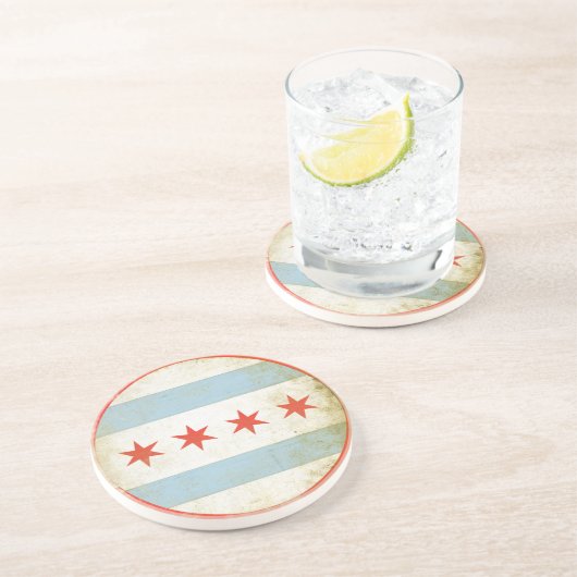 Untersetzer mit beunruhigter Flagge von Chicago (Seite)