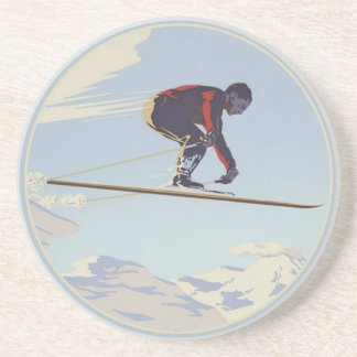 Untersetzer mit coolem Vintagem Ski-Druck