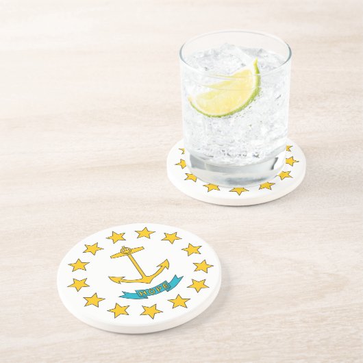 Untersetzer mit der Flagge der Insel Rhode, USA (Seite)