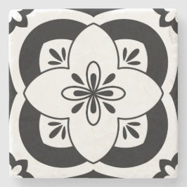 Untersetzer mit floralen Fliesen - Schwarz