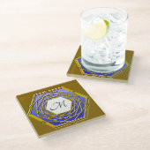 Untersetzer mit Gold, Irisfarbhexagon (Schrägansicht)