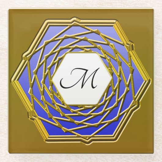 Untersetzer mit Gold, Irisfarbhexagon (Vorderseite)