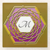 Untersetzer mit Goldweindesign mit Rotem Hexagon (Vorderseite)