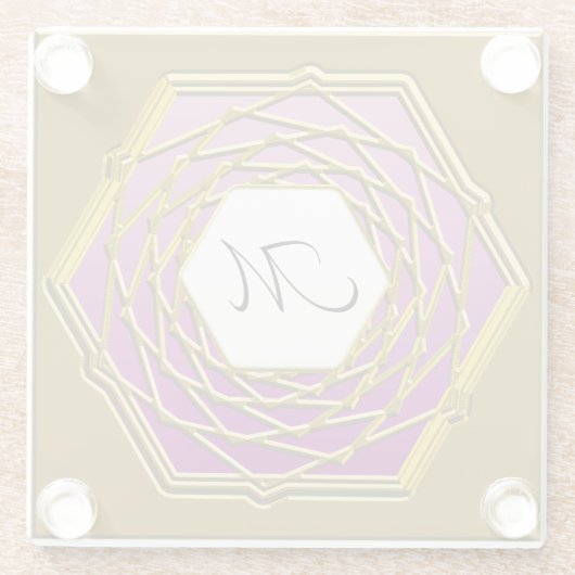 Untersetzer mit Goldweindesign mit Rotem Hexagon (Rückseite)