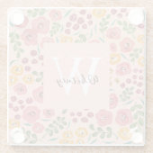 Untersetzer mit handbemaltem Blumenrosa (Rückseite)