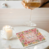 Untersetzer mit handbemaltem Blumenrosa