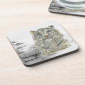 Untersetzer mit handgemalten Druckschneeleoparden (Linke Seite)