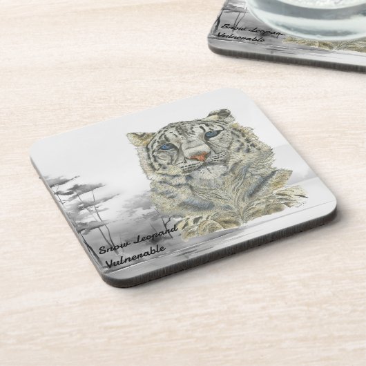 Untersetzer mit handgemalten Druckschneeleoparden (Linke Seite)