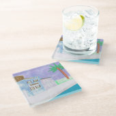 Untersetzer mit karibischem Dorfdesign (Schrägansicht)