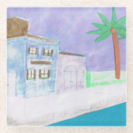 Untersetzer mit karibischem Dorfdesign