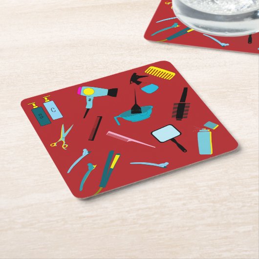 Untersetzer mit modernen, farbigen Haarstylist-Too