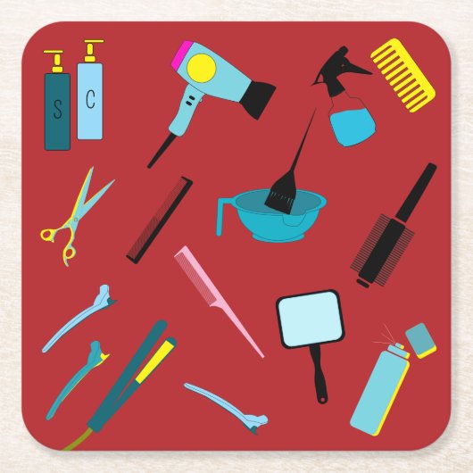 Untersetzer mit modernen, farbigen Haarstylist-Too (Vorderseite)