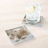 Untersetzer mit Portrait des Goldenen Retriever (Schrägansicht)