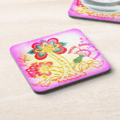 Untersetzer mit rosa Hippie-Stilpalme (Linke Seite)
