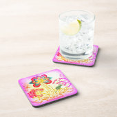 Untersetzer mit rosa Hippie-Stilpalme (Rechte Seite)