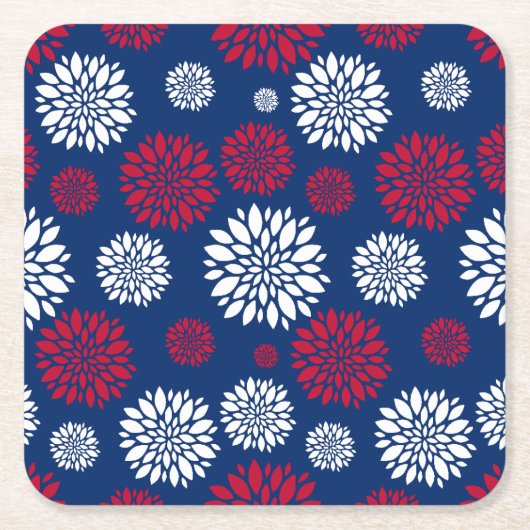 Untersetzer mit roter, weißer und blauer Blume (Vorderseite)
