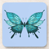 Untersetzer mit Schmetterling in Aquamarin und hel (Vorderseite)