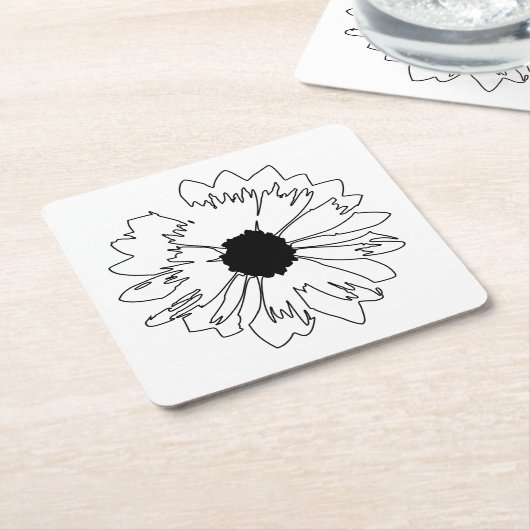 Untersetzer mit schwarzer und weißer Blume (angewinkelt)
