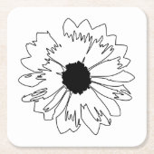 Untersetzer mit schwarzer und weißer Blume (Vorderseite)