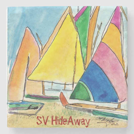 Untersetzer mit Segelbooten Originelle Kunst (Vorderseite)