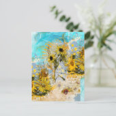 Untersetzer mit Sonnenblumen Postkarte (Stehend Vorderseite)