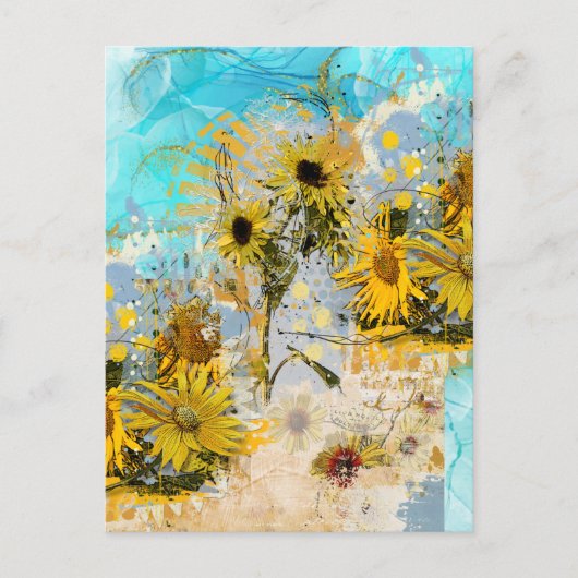 Untersetzer mit Sonnenblumen Postkarte (Vorderseite)