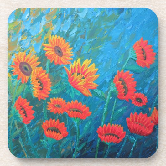 Untersetzer mit Sonnenblumen - Set von 6 (Vorderseite)