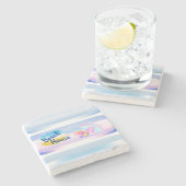 Untersetzer mit Steinen in Blau und Rosa (Seitenansicht)