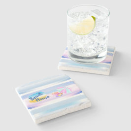 Untersetzer mit Steinen in Blau und Rosa