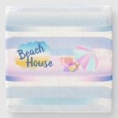 Untersetzer mit Steinen in Blau und Rosa (Vorderseite)