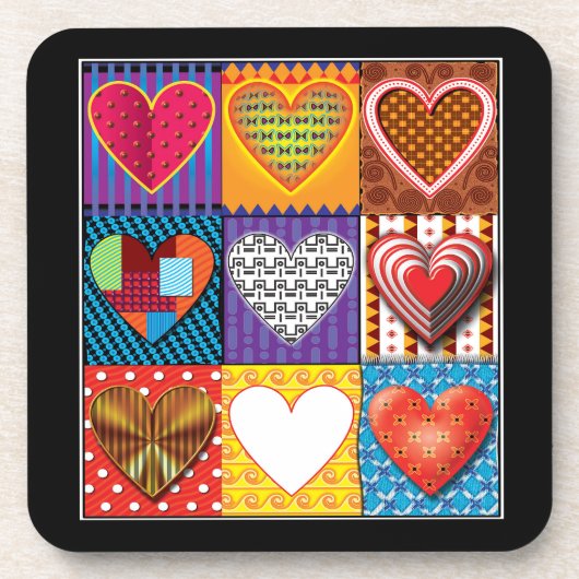 Untersetzer. Moderne Herz Muster Kunststoff-Unters Getränkeuntersetzer (Vorderseite)