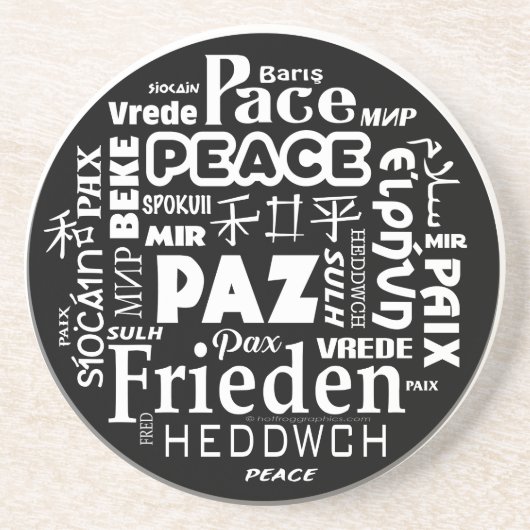 Untersetzer Multi Language Peace Mandala Design (Vorne)