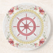 Untersetzer Nautical Ship Wheel & Floral Roseate (Vorne)