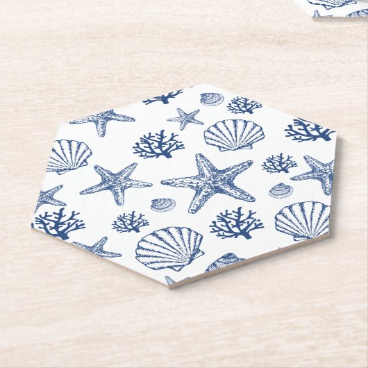 Untersetzer Navy Blue Seashell Pattern (angewinkelt)