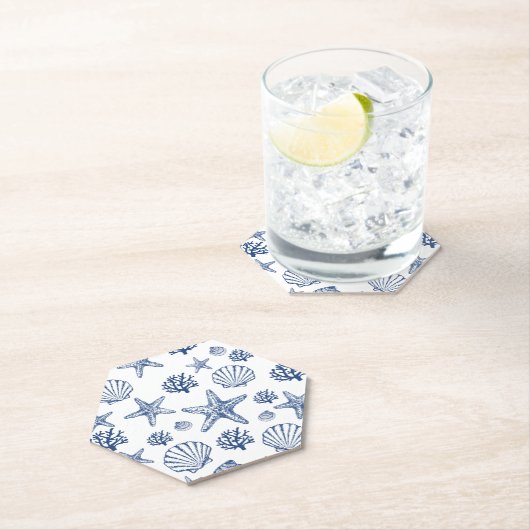 Untersetzer Navy Blue Seashell Pattern (Vor Ort)