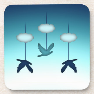 Untersetzer, Niedliche Blaue Vögel und Wolken Getränkeuntersetzer