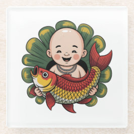 Untersetzer | Niedlicher Junge mit Lucky Koi