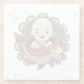 Untersetzer | Niedlicher Junge mit Lucky Koi (Rückseite)