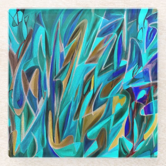 Untersetzer: "Overtones", smaragdgrün Glasuntersetzer (Vorderseite)