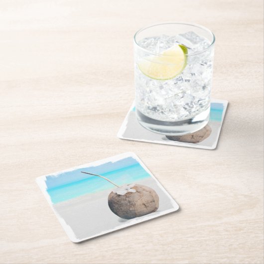 Untersetzer, Papier - Coconut Square Wasserfarbe S Rechteckiger Pappuntersetzer (Vor Ort)