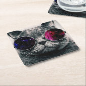 Untersetzer Papier - Coole Katze (angewinkelt)