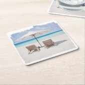 Untersetzer, Papier - Strandstuhl "Watercolor" Rechteckiger Pappuntersetzer (angewinkelt)